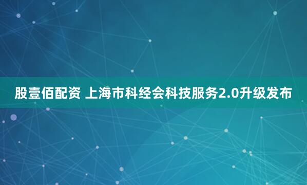 股壹佰配资 上海市科经会科技服务2.0升级发布